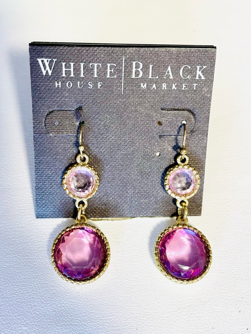 White House black market Gold and Purple Dangle Earrings